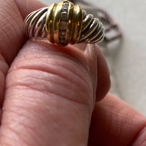 David Yurman Vintage Cable Classics Diamond Dome Ring Sterling & 18K Gold - Picture 5 of 11